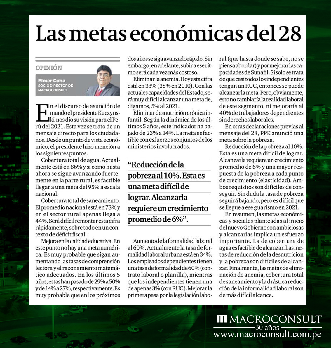 Elmer Cuba analiza el discurso de PPK y las metas trazadas para el 2021